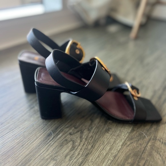 Zara Black Leather Block Heel - Picture 7 of 10